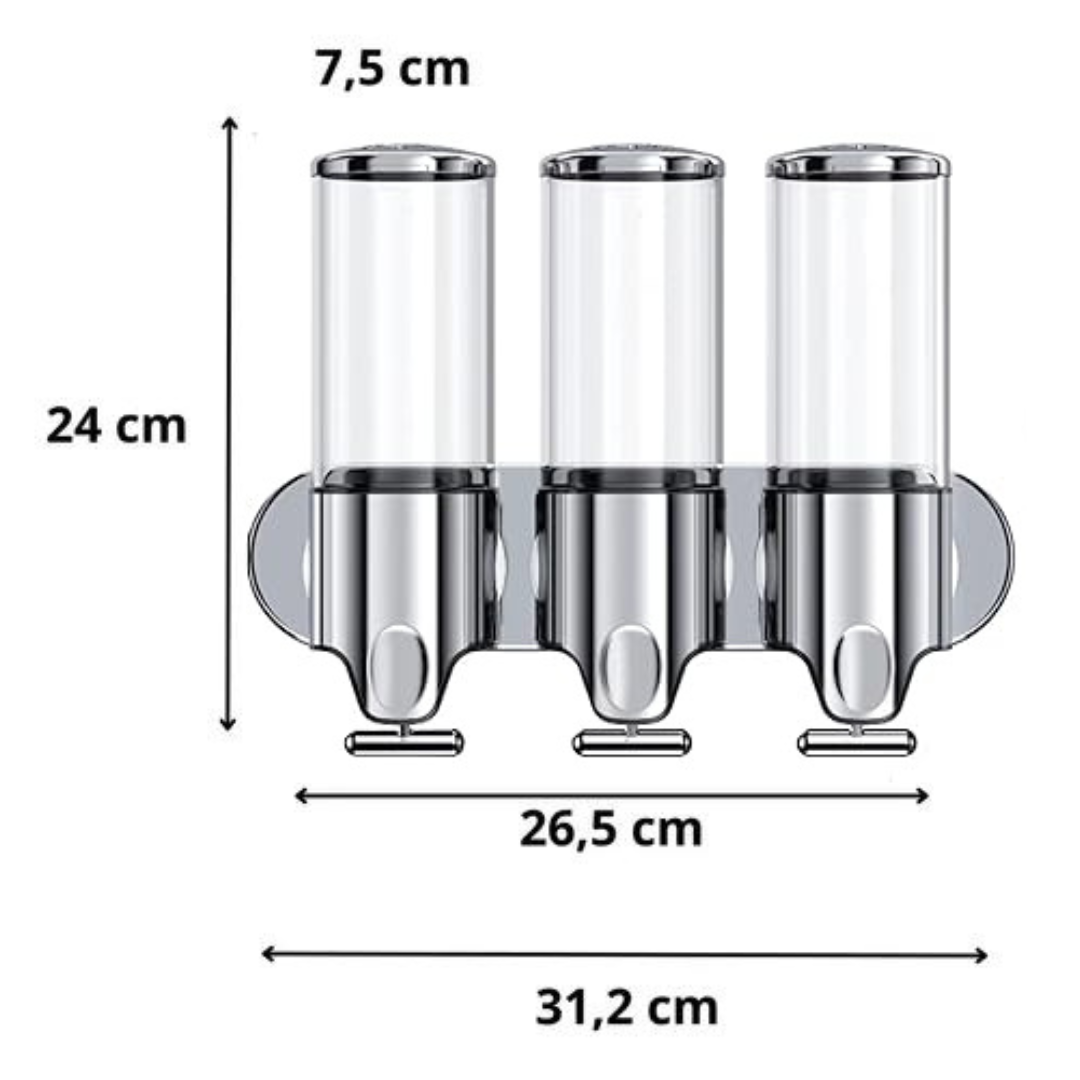 Dispensador de shampoo e sabonete 3 em 1