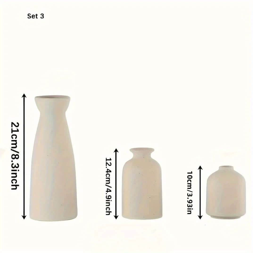 KIT DE 3 VASOS DE CERÂMICA - RusticHouse