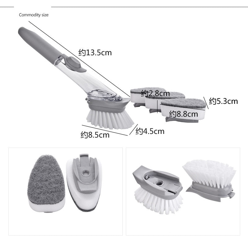 Max Clean 2 em 1 Conjunto de Escova e Esponja com Dispenser para Detergente
